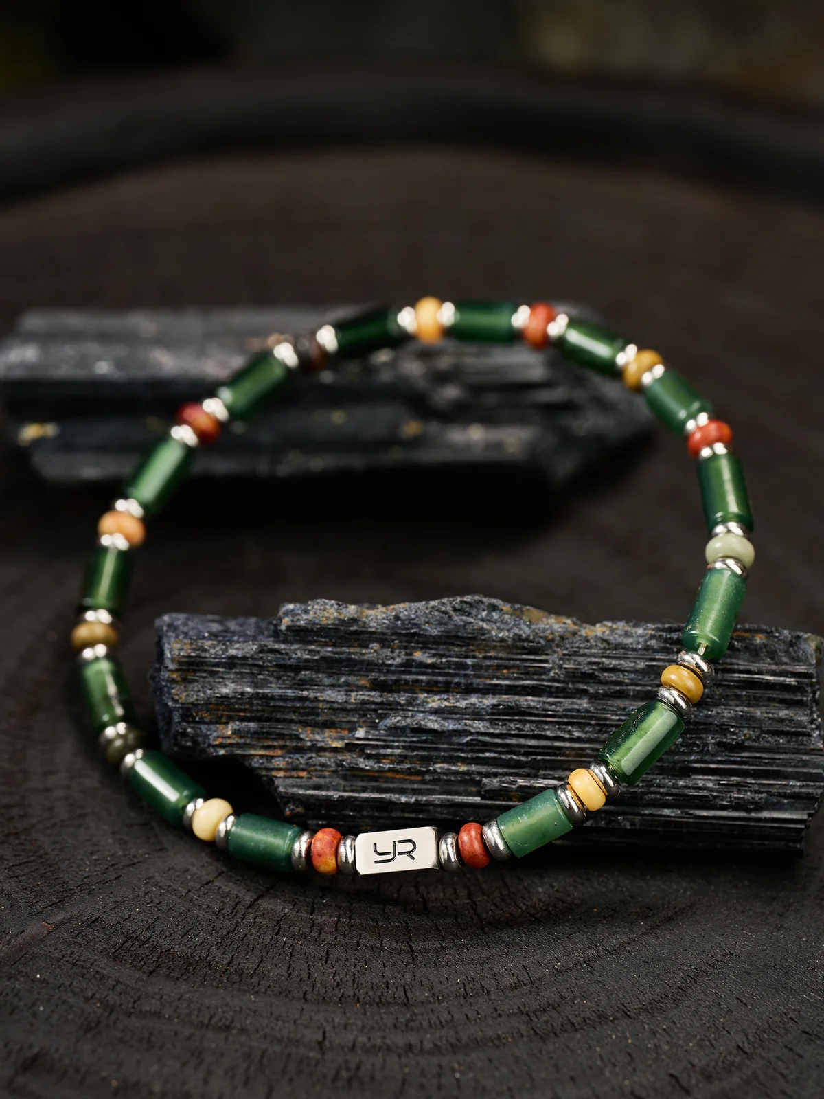 天然岫玉五彩手鏈|手工串珠手串男女通用ins風小眾設計首飾品